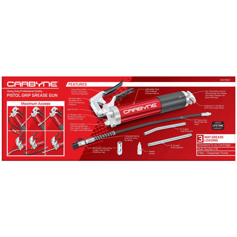 Beast 7500 PSI Pistol Grip Grease Gun With 18 Inch Hose Pro Grade Anodized Aluminum Barrel 3 Way Loading Straight And Angled Tubes