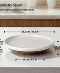 Super Smooth Spinning Ceramic Lazy Susan Tray With Natural Acacia Wood Base Round Rotating Kitchen Counter Organizer And Farmhouse Condiment Holder Totally Game Changer dimensions on countertop.