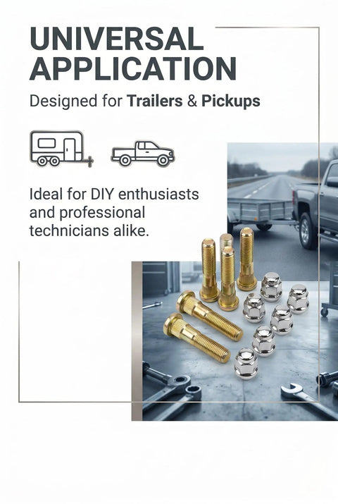 Upgrade Your Ride With 5 Pack 1/2 Inch 20 Taper Wheel Studs And Lug Nuts Kit High Strength Tire Bolts To Replace Old Worn Out Parts For Most Cars In Sweet Gold Finish, gold studs and lug nuts for trailer and pickup wheels