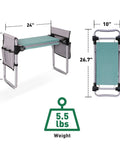 2 In 1 Garden Kneeler And Seat With Wide EVA Foam Kneeling Pad Detachable Tool Pouch shown folded and open dimensions