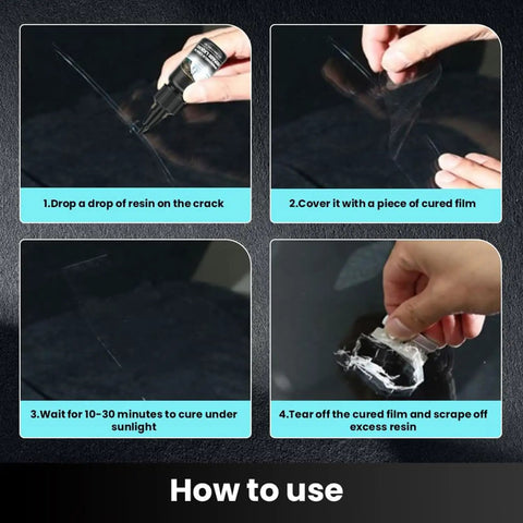 Windshield Crack Repair Kit With Nano Glass Repair Fluid For All Crack Types, Easy Three Step Fix To Restore Clarity In Minutes