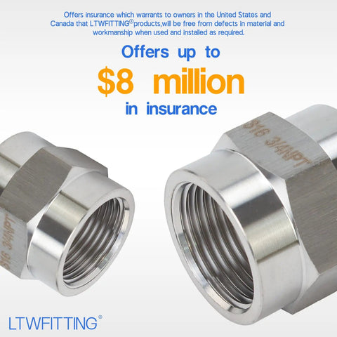 316 Stainless Steel Three Quarter Inch Female NPT Pipe Fitting Coupling For Water Air Oil And Fuel Lines