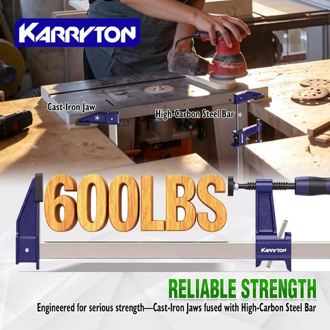 Heavy Duty 2 Pack Steel Bar Clamps 24 Inch on a workbench demonstrating high-carbon steel bar strength.
