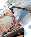 Man applying 24 Pcs 3.3 Feet Foam Pipe Insulation Covers Pre Slit Black 1 Inch Thick Water Pipe Tubing Insulation on outdoor pipes