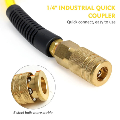 1/4 inch industrial quick coupler for Badass 1/4 Inch By 100 Feet Air Compressor Hose, featuring durable brass construction.