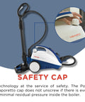 Smart Steam Mop With Handheld Unit Including Twelve Versatile Attachments To Sanitize Tile Hardwood Carpet And Car Detailing No Sweat Makes Scrubbing Your Whole Crib A Total Flex with safety cap and hose.