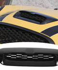 New Premium Direct Fit Rigid Plastic Honeycomb Hood Scoop For Tesla Cybertruck showing sleek design and black finish on yellow car.