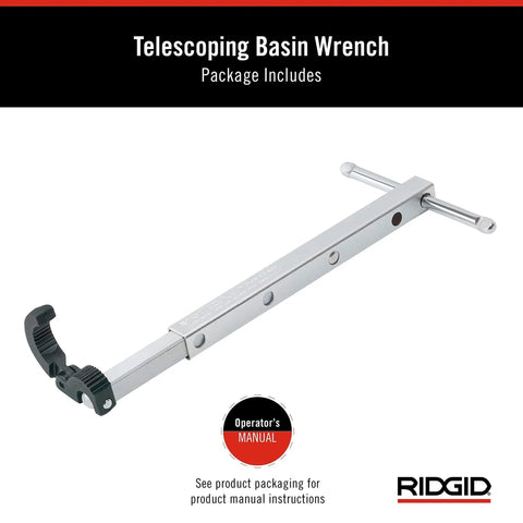 Fold Over Basin Adjustable Pipe Wrench 10 To 17 Inch Telescoping Shank With One Hand Ratcheting Grip Forged Alloy Jaws