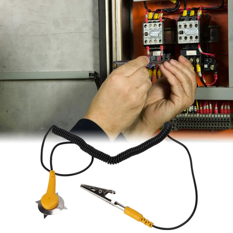 Anti Static Grounding Wire Set 5 Pack With Stainless Steel Clips 2mm Diameter for electronics repair workbench in use