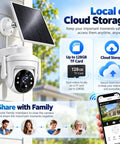 Slick Solar Powered Outdoor Wireless Security Camera Capturing Crisp 3MP HD Video with solar panel for storage options.