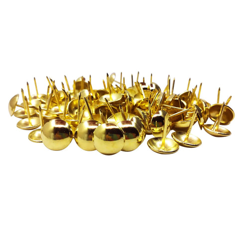 Killer One Inch Gold Antique Upholstery Tacks Pack Of Thirty For Slick Furniture Restorations showing shiny gold tacks arranged.