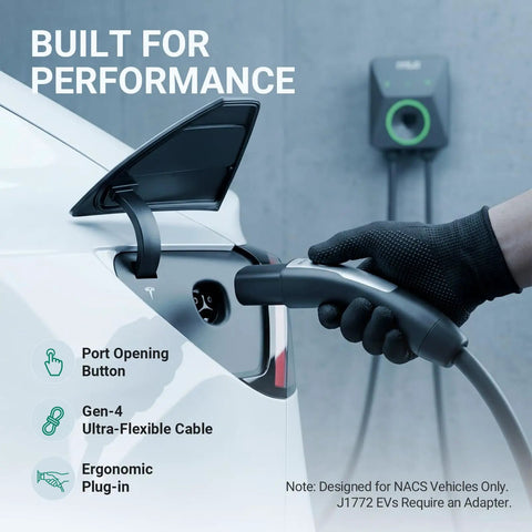 Level 2 EV Charger 48A 11.5KW 240V For Home Use, Fast 46 Mile Per Hour Charge, Adjustable 6-48A, Hardwired Install, UL ETL Energy Star Certified, 60A Breaker Required, Compatible With Most EVs on Tesla port