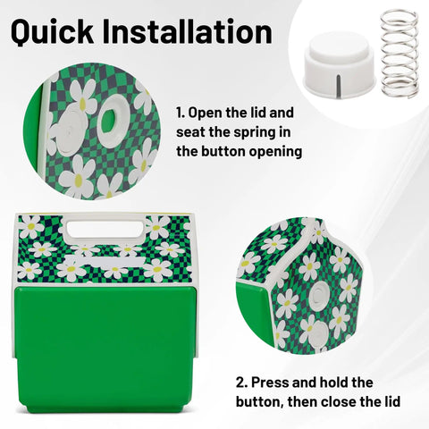 Cooler Lid Push Button Repair Kit With Springs Set 4 Pack Replacement Buttons And Springs for Playmate style cooler installation guide.