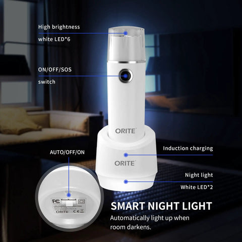 3 In 1 Emergency Flashlight For Home Power Outage Pack Of 3 Rechargeable LED Torch With 6 LED Beastly Bright Beams on nightstand