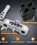 Reinforced Exhaust Muffler Hanger Bracket Kit With Rubber Isolators for Ram 1500 featuring aluminum and EPDM rubber components.
