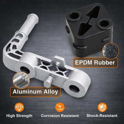 Reinforced Exhaust Muffler Hanger Bracket Kit With Rubber Isolators for Ram 1500 featuring aluminum and EPDM rubber components.
