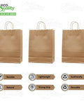 Big 14 By 10 By 16 Inches Brown Paper Bags With Handles For Takeout And Shopping Large Kraft Bags For Food Service