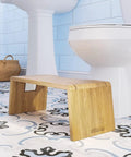 Oslo Folding Bamboo Toilet Stool 7 Inch Height Collapsible Bathroom Stool for Kids and Adults brown portable with toilet