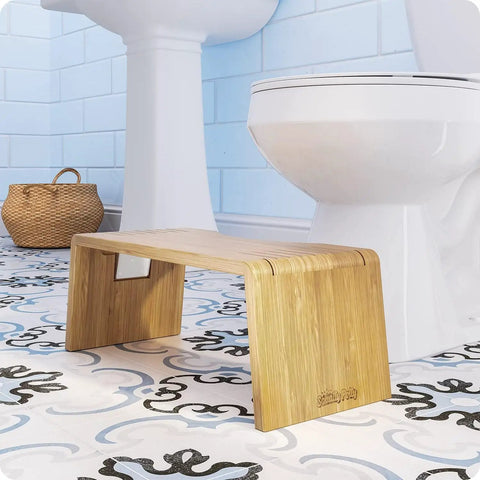 Oslo Folding Bamboo Toilet Stool 7 Inch Height Collapsible Bathroom Stool for Kids and Adults brown portable with toilet