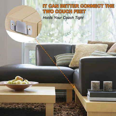 Heavy Duty Sectional Sofa Connector Brackets Keep Your Couch Locked Down Tight, Universal Alignment Bands With Screws To Stop Slippery Moves Cold, Solid Four Piece Furniture Fastener Kit For Modern Homes