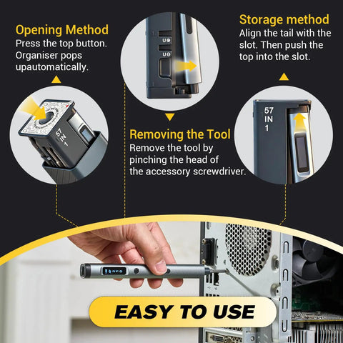 Cordless 57 In 1 Magnetic Precision Screwdriver Set With Adjustable Torque And LED Light Rechargeable Repair Tool