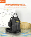 Beefy Half HP Submersible Sewage Pump With 4320 GPH Flow for indoor and outdoor drainage in flooded laundry area.