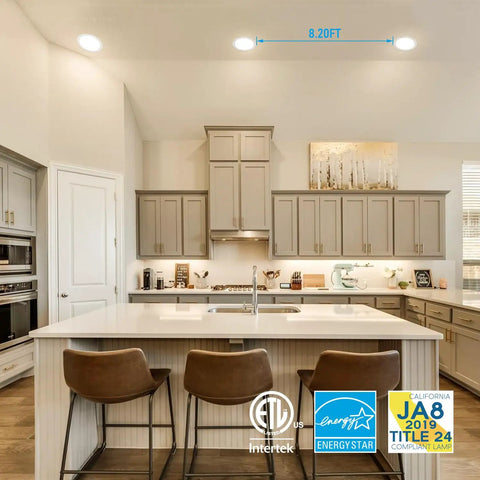 Premium Series 8 Inch Ultra Thin LED Recessed Ceiling Light With J Box Dimmable 18W in kitchen setting
