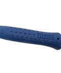 Close-up of blue shock reduction grip on Hammertooth Hammer 22 oz USA Made Straight Rip Claw Hammer With Milled Face.