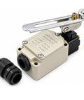 Heavy Lifter Adjustable Roller Lever Limit Switch For Factory Equipment 380V 10A with slotted metal arm and terminals.