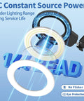 Ultra Long Magnifying Glass With Light And Clamp 35.5 Inch Reach showing LED ring, swivel arm, and IC power features.