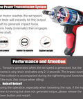 Beefy Electric Impact Wrench Half Inch Drive 12 Volt Cordless Tool with 400 Nm Max Torque shown with transparent casing