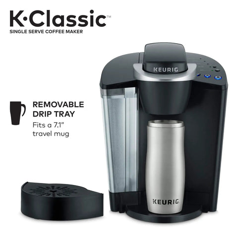 K Classic Single Serve Coffee Maker For K Cup Pods Black Finish With Removable Drip Tray Easy Brew And Versatile Brewing For Tea Cocoa And Iced Drinks