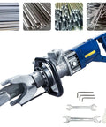 Heavy Duty Electric Rebar Bender Hydraulic Bending Machine With Positioning Bolt 0-130 Degree Angle Fast 5 Second Cycle For Steel Rope Up To 16Mm 4 Inch Diameter with various tools and steel rods.