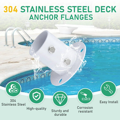 Level Up Your Pool Game With This Badass 304 Stainless Steel Deck Anchor Flange Boasting A Slick White Look That Grips Tight To 1.5 Inch Tubing For Above Ground Pool Ladders And Handrails Built Like Tank Hella Sturdy