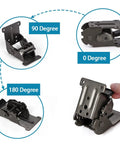 Heavy Duty Folding Hinge Locking Brackets 0 To 180 Degree Adjustable, showing 90, 0, and 180 degree angles for use in DIY projects.