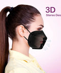 Woman wearing KN95 Face Mask 50 Pack Disposable Respirator Masks With Five Layer Filtration For High Efficiency Protection