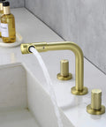 8 Inch Widespread Bathroom Faucet With 360 Degree Swivel Spout And Nozzle, Brushed Gold Finish, Dual Handle 3 Hole Sink Faucet