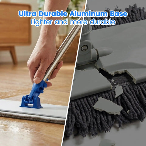 18 Inch Microfiber Flat Mop With Heavy Duty Stainless Steel Handle And Durable Aluminum Base for easy cleaning on hard floors.