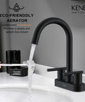 4 Inch Centerset Matte Black Two Handle Bathroom Faucet with Pop Up Drain and Two Water Supply Lines in use