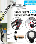 10X And 30X Magnifying Glass With Light And Stand Beast Pro Grade 2200 Lumens Stepless Dimmable LED Magnifier Lamp Real Glass Lens