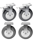 8 Inch Heavy Duty Rubber Caster Wheels Set Of 4 Anti Slip Swivel Casters With 360 Degree Ball Bearing Top Plate 2 With Locking Brakes