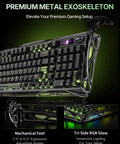 Slick 98 Key Wireless Mechanical Gaming Keyboard With Tri Mode Connectivity Bluetooth 5.4 And USB C Wired Hookups Featuring 8K Polling Rate, showing premium metal exoskeleton and tri-side RGB glow.