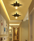 Modern hallway with 16 Inch Black Star Flush Mount Ceiling Light 2 Pack Dope Modern Industrial Ceiling Fixture installed