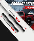 Rock Solid Gas Struts For Truck Tonneau Cover And Pickup Bed Topper Upgrade 30.9 inch hydraulic struts with measurements.