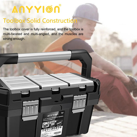 Durable 14 Inch Tool Box With Removable Tray For Hobby And Craft Storage Lightweight Three Pound PP Plastic Box Built To Last