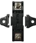 Heavy Duty Stackable Fuse Holder Panel And Distribution Block Compatible With Ato Atc And Min Atm Blade Fuses Featuring Hella Solid Plug And Play Wiring For Your Ride Or Rig In Black, showing top view with mounting points.