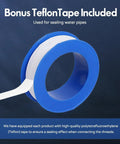 Bonus Teflon Tape included for sealing water pipes, compatible with 2 Piece Pipe Threader Kit With One Half And Three Quarter Inch Dies Electric Drill Compatible Internal External Threading Tool For PVC Copper Fittings Home Repair Plumbing DIY Projects.