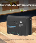 12V 30A PWM Solar Charge Controller With 4 Stage Charging for lithium gel and flooded batteries on wooden table