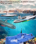 Electric Submarine Bath Toy For Kids, Cool Military Submarine Model that floats and dives in bathtub or pool showcased underwater