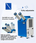 Heavy Duty Outdoor Air Conditioner Straight Up Industrial Powerhouse 220V Portable Cooling Unit With 18700 BTU Extendable Duct, showing adjustable dual vents.
